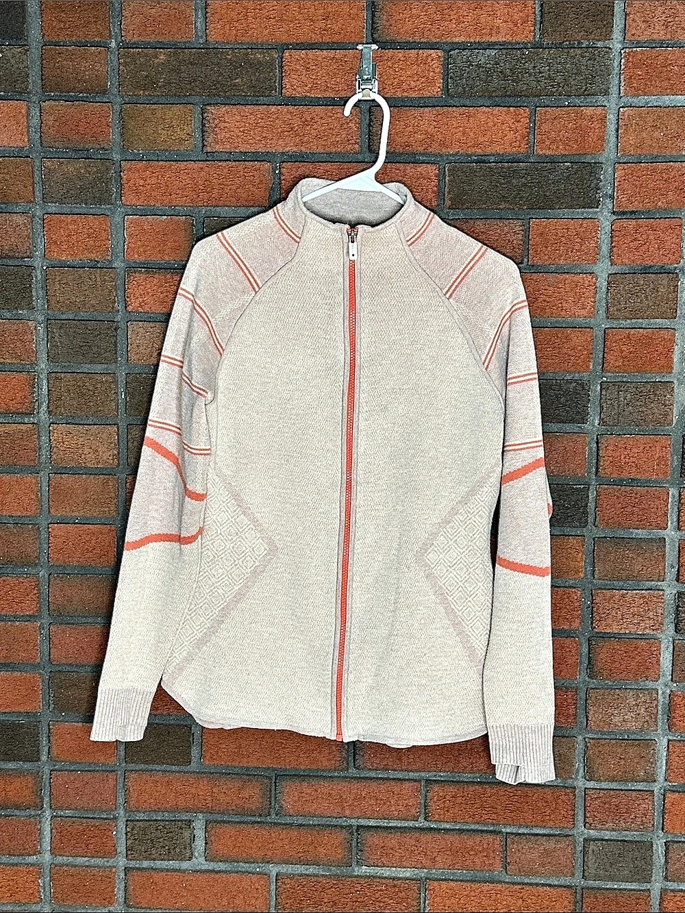 Smartwool Dacono Ski Full-Zip Sweater Gray & Pink Large